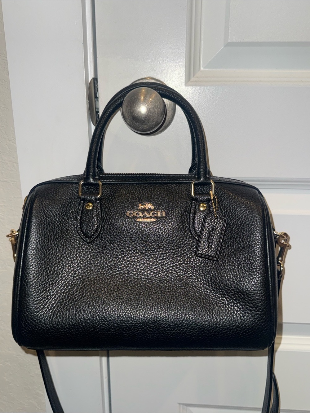 Coach Black Rowan Pebbled Leather with Gold Hardware